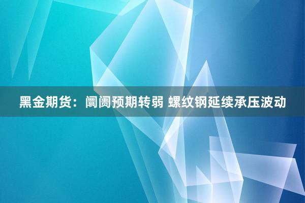 黑金期货：阛阓预期转弱 螺纹钢延续承压波动